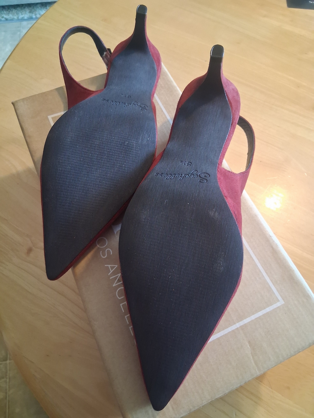 Seychelles Suede Candlelight Red/Burgundy Slingback Pointed Toe Kitten Heel NWB - Picture 6 of 7